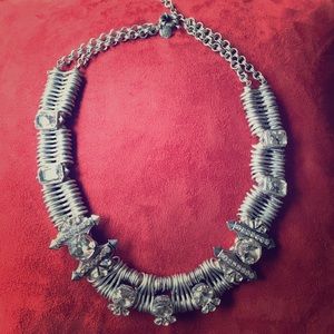 J.Crew silver crystal statement necklace